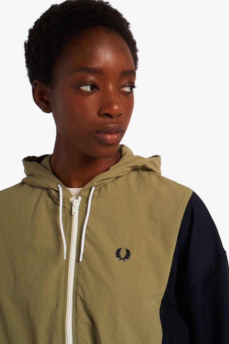 Olive Fred Perry Woven Hooded Track Women's Jackets | PH 1918JPQJ